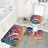 3pcs Ponyo2 Pattern Flannel Nonslip Absorbent Washable Decorative Bathroom Home Toilet Seat Cover Mat