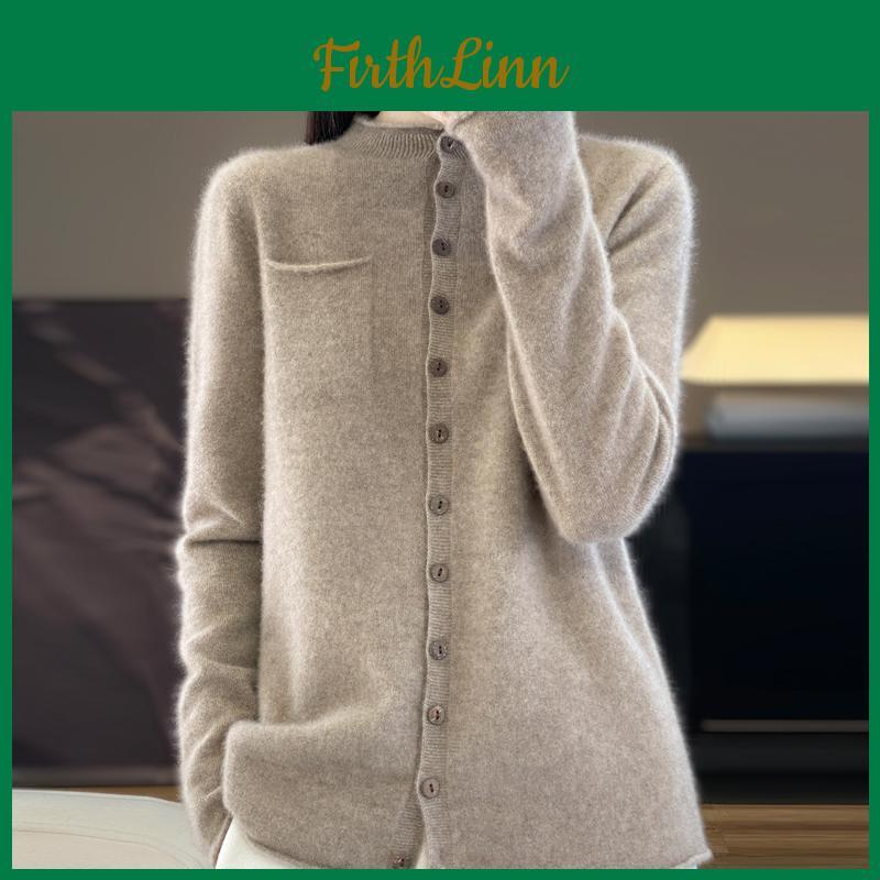 Round Cashmere Cardigan Neck Womens 95wool Winter Knitted Pullover Autumn Sweater Cashmere Sweater