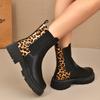 Fashion Fashion Leopard Print Platform Chelsea Boots Women Slip On Plus Size Thick Sole Ankle Boots Woman Pu Leather Short Booties Mujer