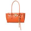 Bolsa de ombro Hamilton de metal requintado com pingente, couro de vaca, tamanho pequeno, feminina, laranja