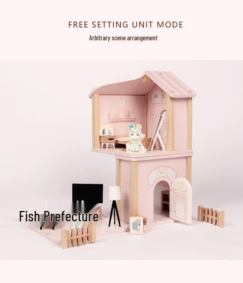 Kids' Wooden Dollhouse Castle Villa Playset - Perfect Birthday Gift