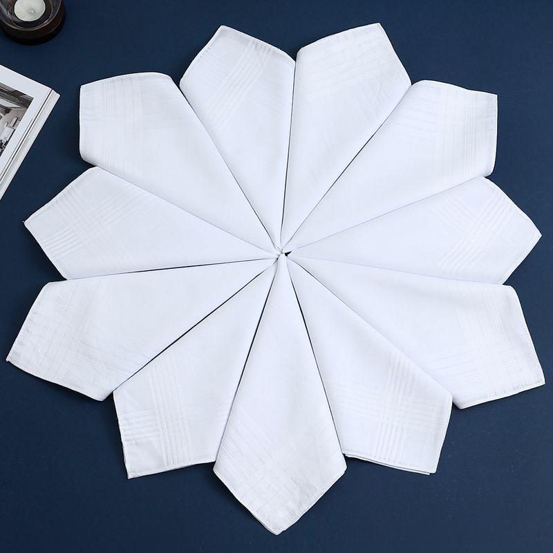 40cm Pure White Handkerchief Cotton Satin Plain Handkerchief Cross-Border Hot Selling Hand Towel Soft and Comfortable Suit Pocket Square