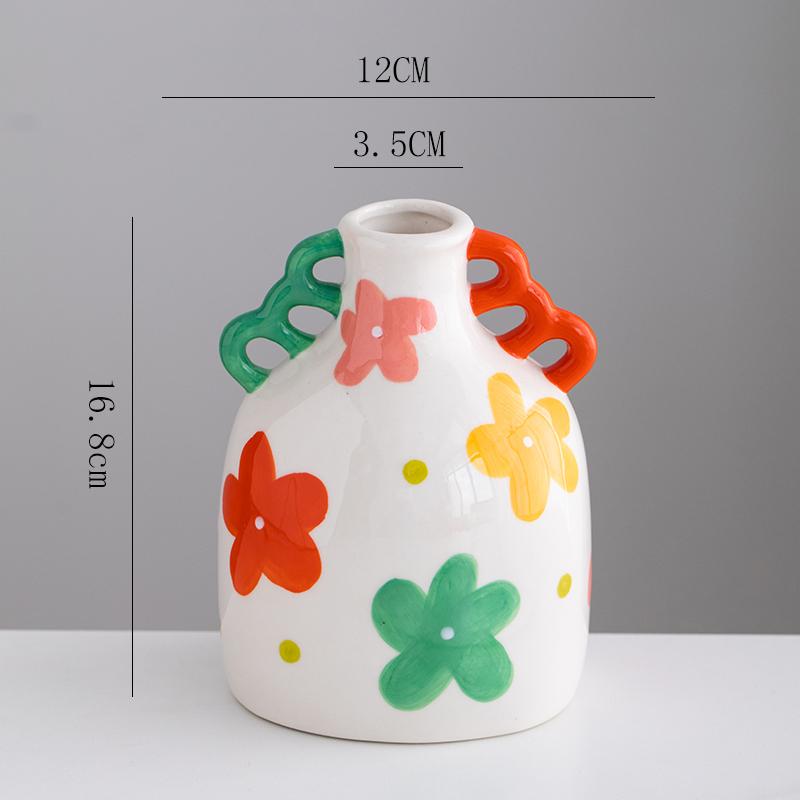 Handmade painted ceramic vase hotel exhibition niche flower ware Creative ceramic decorative vase Flower Arrangement Decoration
