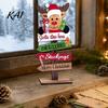 Farmhouse Christmas Centerpieces Table Decoration, Rustic Wooden Tabletop Sign, Vintage Decorative Decor Desktop Plaque for Holiday Party Tiered Tray,