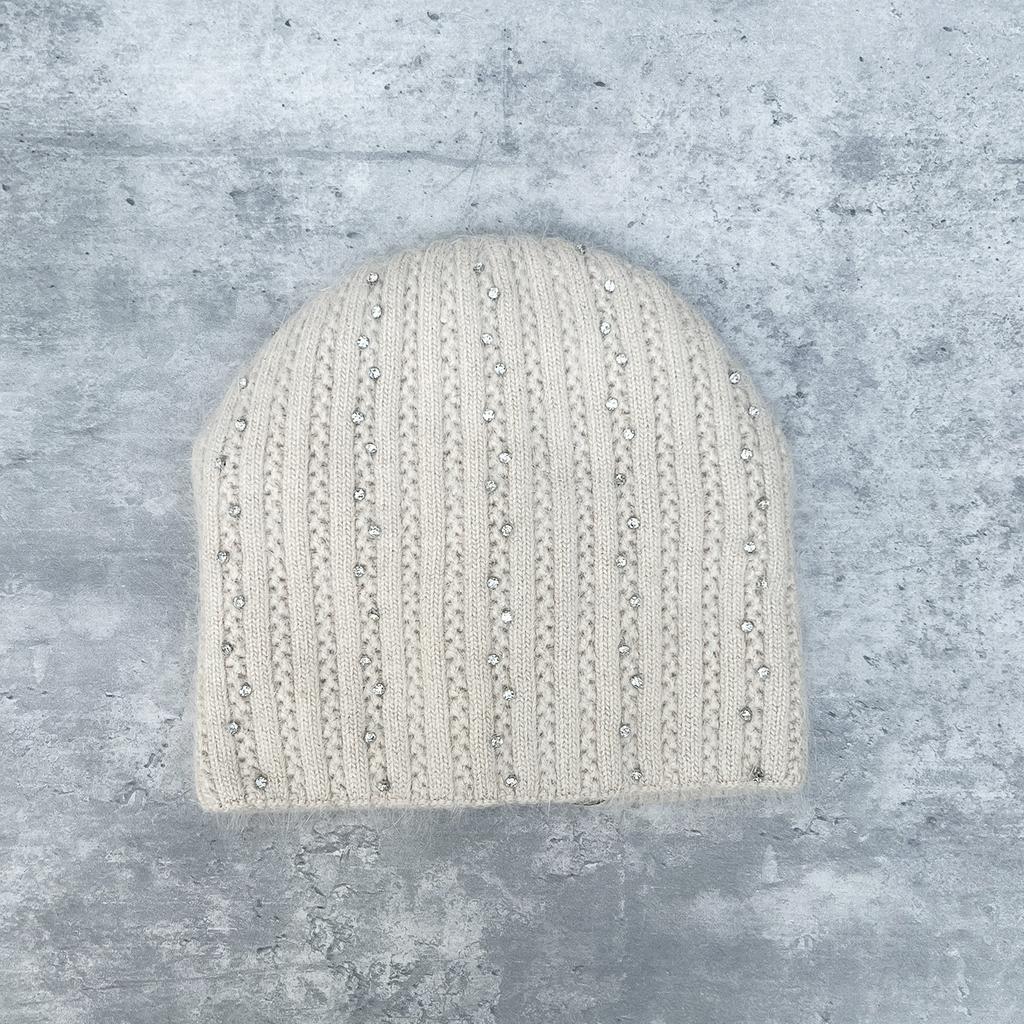 Rabbit Fur Hat Female Winter Hot Drill Thickened Warm Wool Hat Knitted Hat Stack Hat Winter Ski Hat