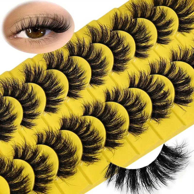 10 Pairs Eye Eyelashes 5D Fluffy Soft Natural Look False Eyelashes Thick Faux Mink Lashes Cat Eye Lashes Eyelashes Extensions