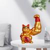 Showpiece Rikedom Välstånd Skulptur Vinkande Kattfigur Stor Arm Dekoration för Förvaringslåda Bänk