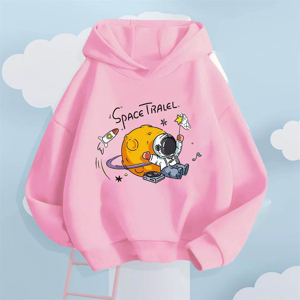 Fun Space Style Children's Sweatshirt for Boys and Girls, College Style Fashion Autumn and Winter Hooded Sweatshirt