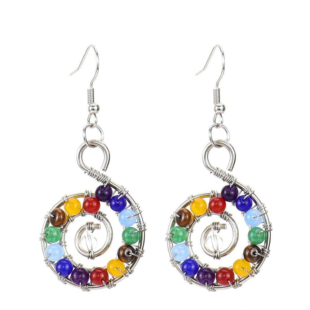 Source Handmade Beaded Colorful Crystal Beads Conch Earrings Earrings Earrings Screw Earrings Manufacturer E12