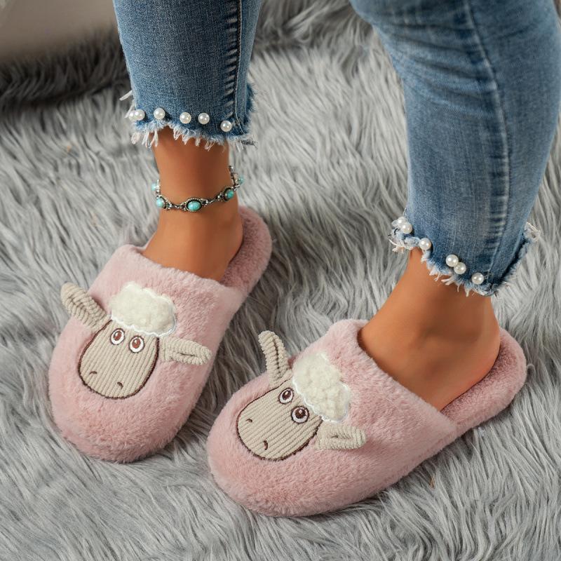 European and American Mao Mao slippers autumn and winter new home leisure flat cotton slippers
