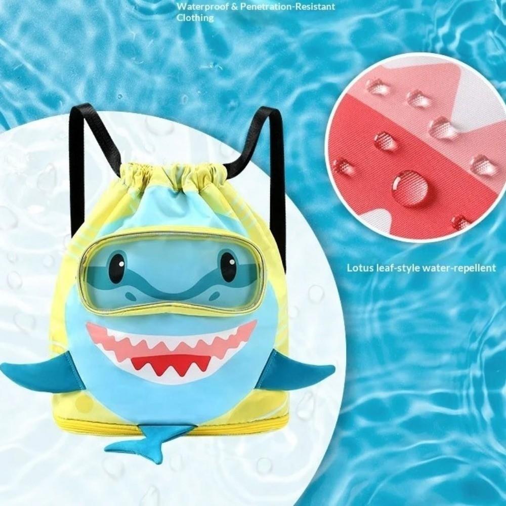 Oxford Cloth Wet Dry Bag Separation Storage Beach Backpack Shark Drawstring Swimming Bag  Men Women