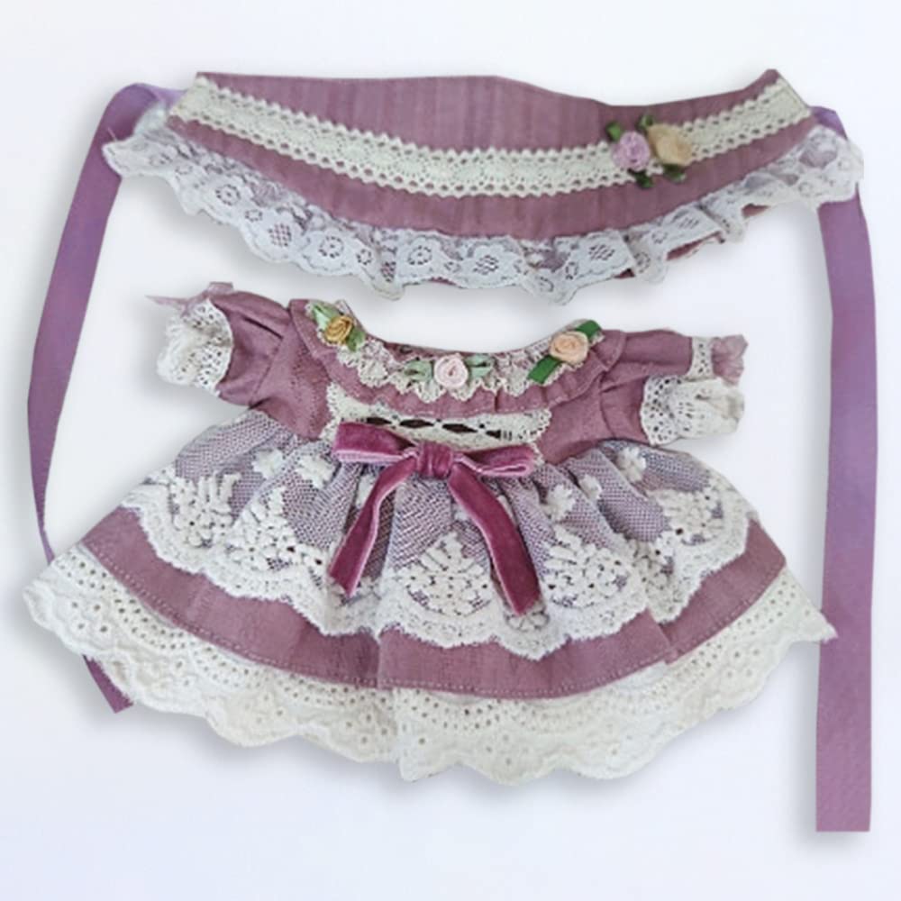 niannyyhouse 20cm Doll Clothes, Purple European-Style Lace Dress, Doll Baby Clothes, Dress-Up, Cotton Doll Clothes, for Plush Toys