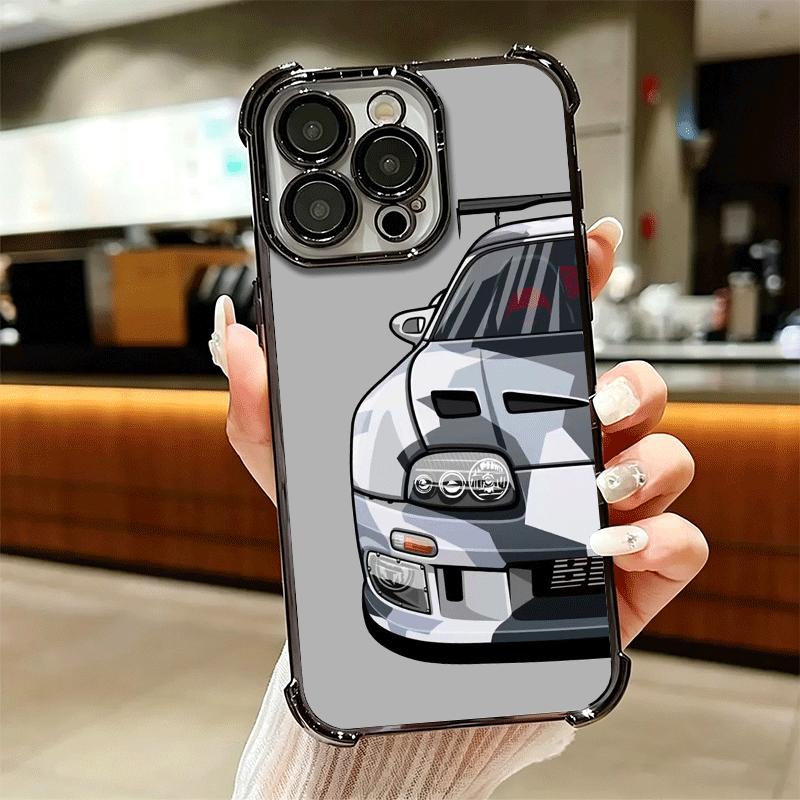 Simple Japanese Sports Cars Pattern Soft Phone Case For iPhone 15 16 17 Air 14 Pro Max 16E Plus 13 12 Mini Plating Anti-Fall Fun