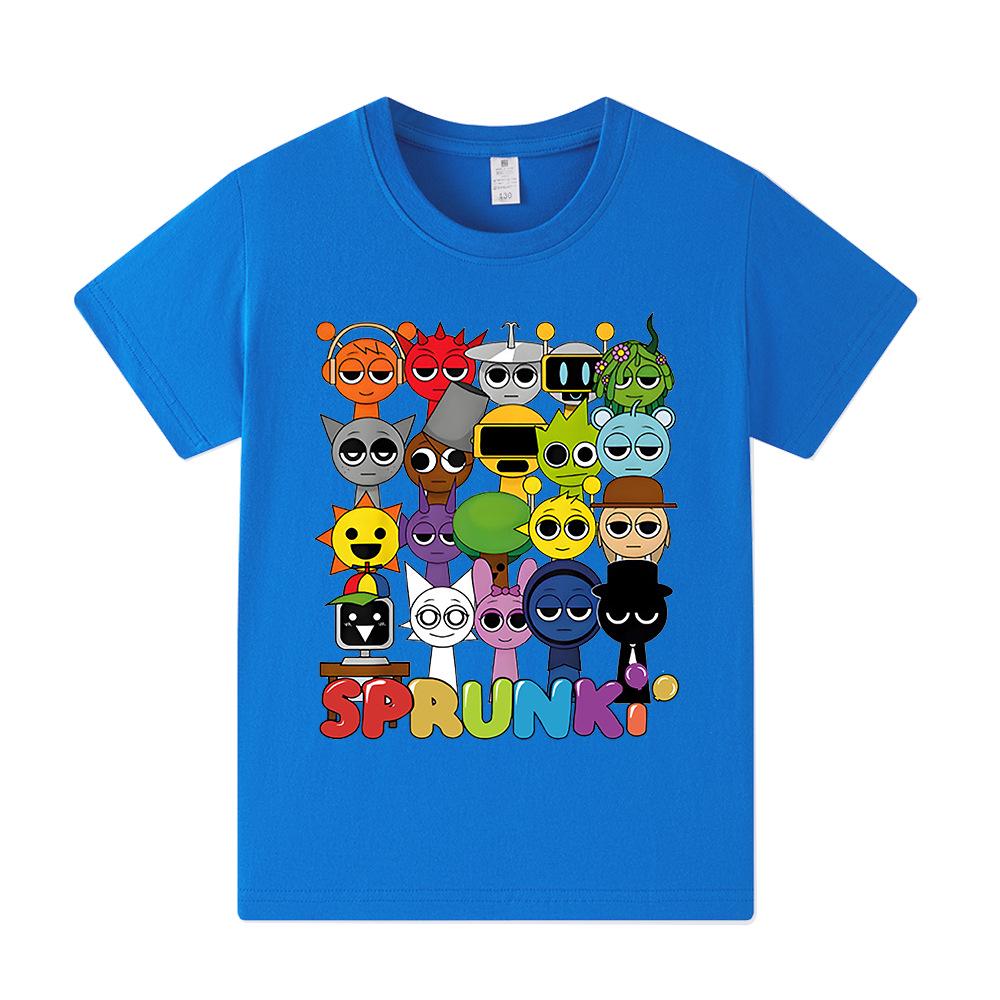 Popular Rhythm Box/Sprunki Cartoon Print Girls' Short Sleeve T-shirt