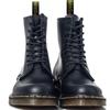 Black 8 Eye Leather Boots High Top Lace Up Unisex Short Boots Biker Boots