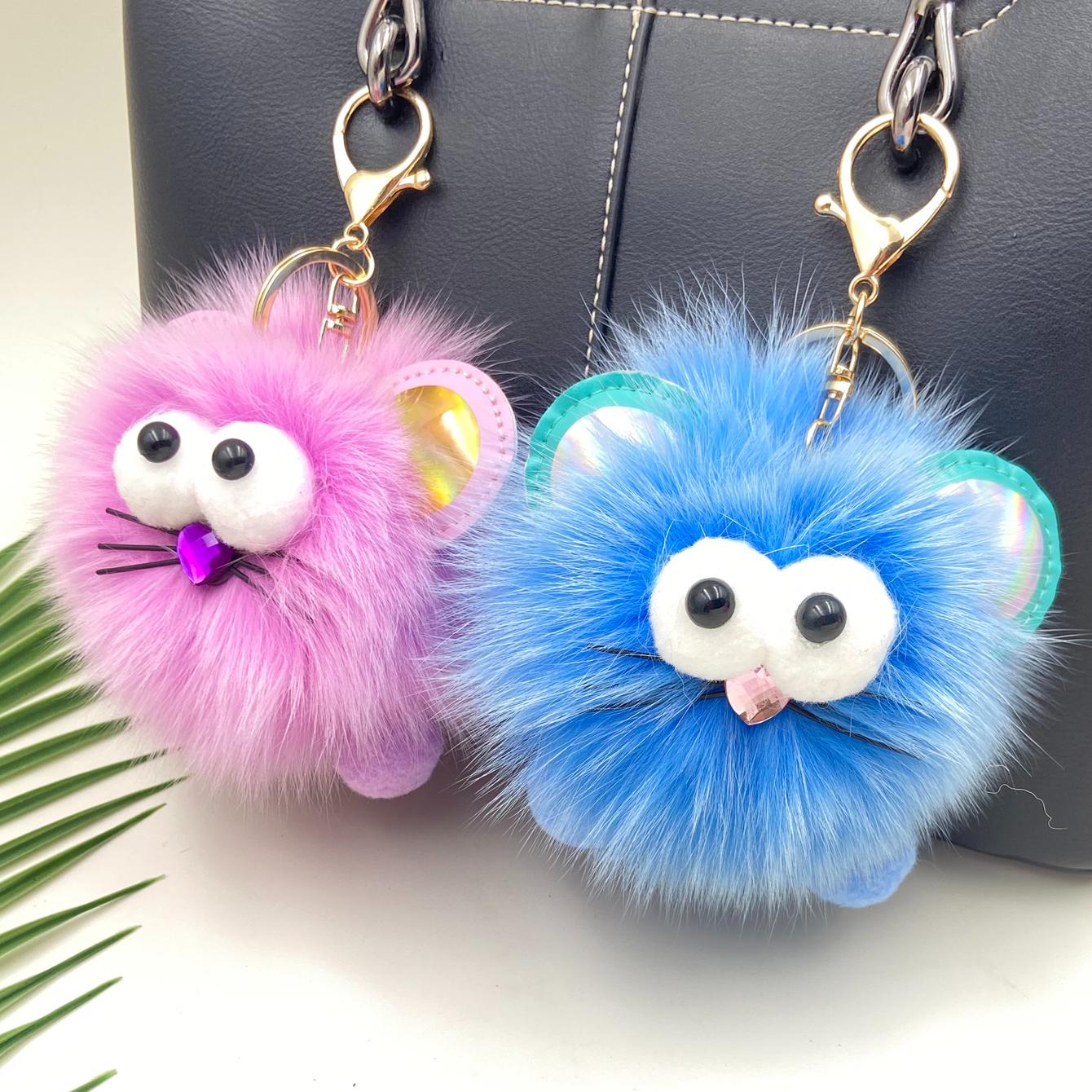 1 шт. новый пушистый помпон мяч сумка автомобиль кулон брелок для ключей милый подарок — фото 4