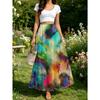 Colorful Printed High-Waist A-Line Flared Half Skirt, Summer Casual Vacation Style