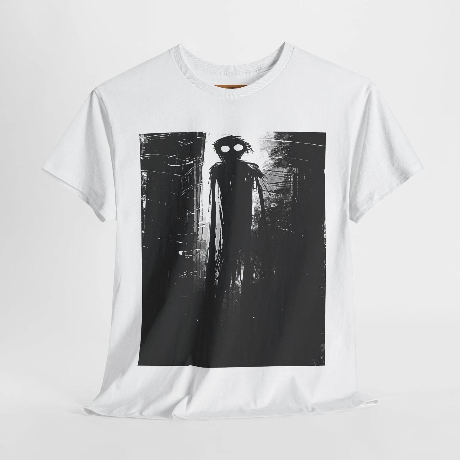 Distorted Cryptid T-Shirt – Elongated Limbs and Glowing Eyes Horror Art M