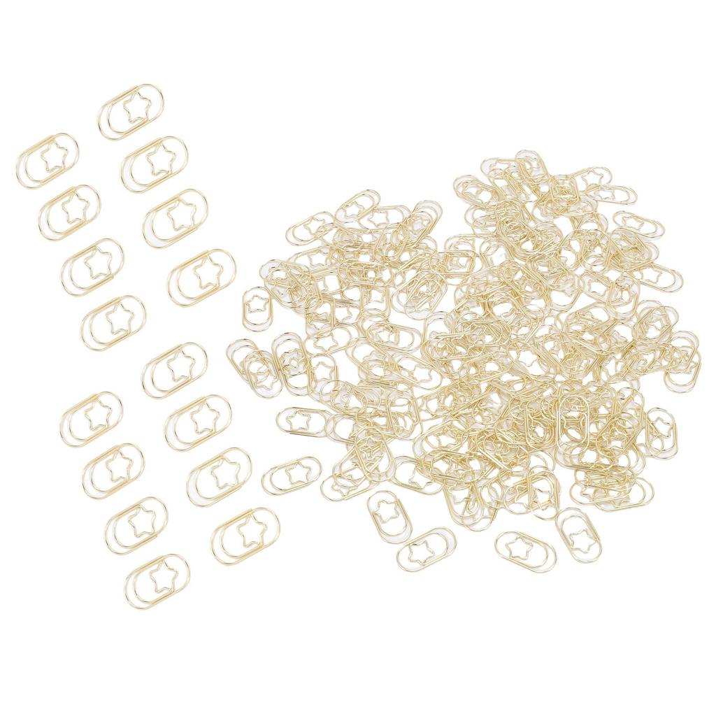 200 Pcs Star Shaped Paper Clips Gold Cute Fun Decorative Metal Bookmark Planner Clips with Transpare