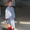 2025 Spring Korean Retro Plaid Knee-Length Dress with Buttons for Girls