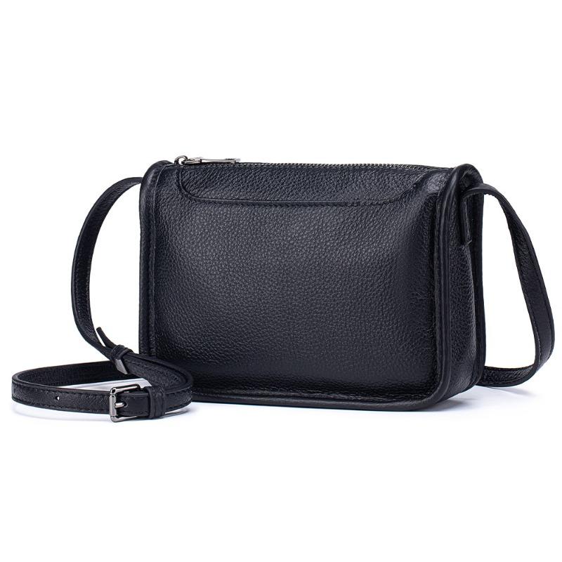 

First layer cowhide fashion messenger women s bag large capacity versatile women s shoulder bag genuine leather commuter portable small square bag чёрный