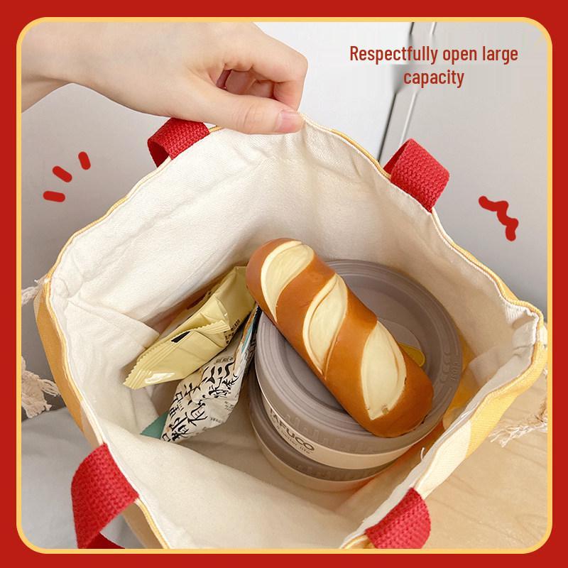 Capybara Canvas Bento Bag: Women's Handheld Lunch Carrier with Drawstring