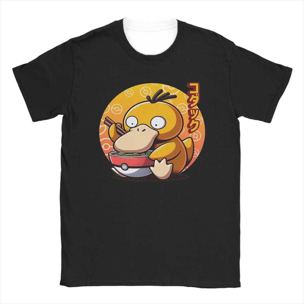Miniso Anime Pokemon T-Shirt Sommerkleidung Kurzarm Psyduck T-Shirts Unisex Streetwear Lässig Niedlich Damen Coole T-Shirts Tee