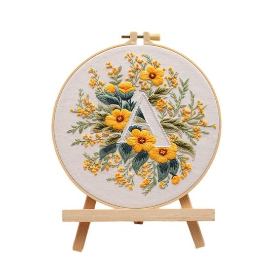 Floral Letter Embroidery Kit A to Z Embroidery Starter Kit A