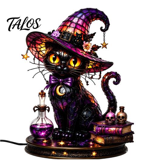 Spooky Desk Lamp Gothic Witch Hat Night Light, Warm Glow Acrylic Halloween Decorative Lamp, Vintage Holiday Party Display Home Decor for Mantel Shelf