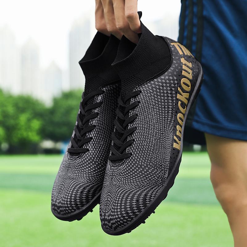 

Футбольные бутсы большого размера, мужские, высокие, для подростков, для соревнований, тренировочные бутсы, искусственная трава, короткая подошва с клеем для ногтей 48 чёрный