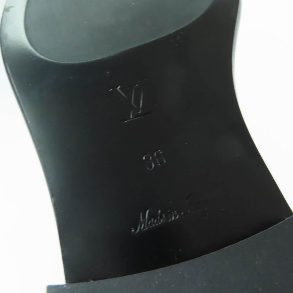 Excellent LOUIS VUITTON Knee-high boots LV logo leather black leather Women 36 Used