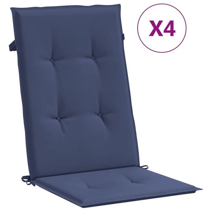 VidaXL Set of 4 High Back Chair Cushions, Waterproof Seat Pad, Garden Cushion, Outdoor Decoration 378612