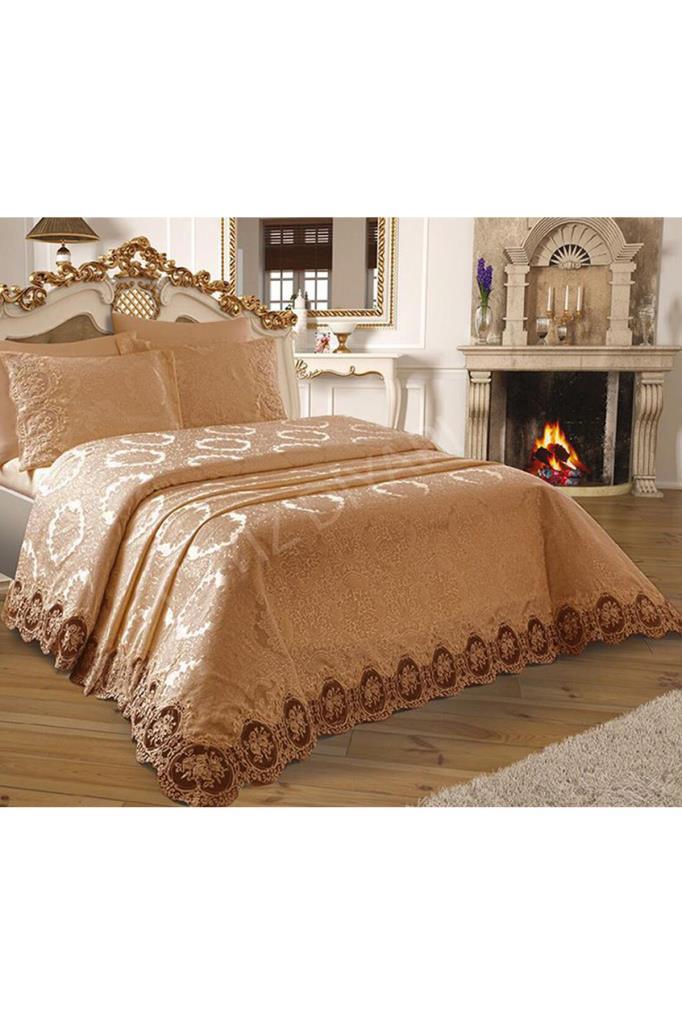 Dowry World French Laced Karina Pique Set Cappucino