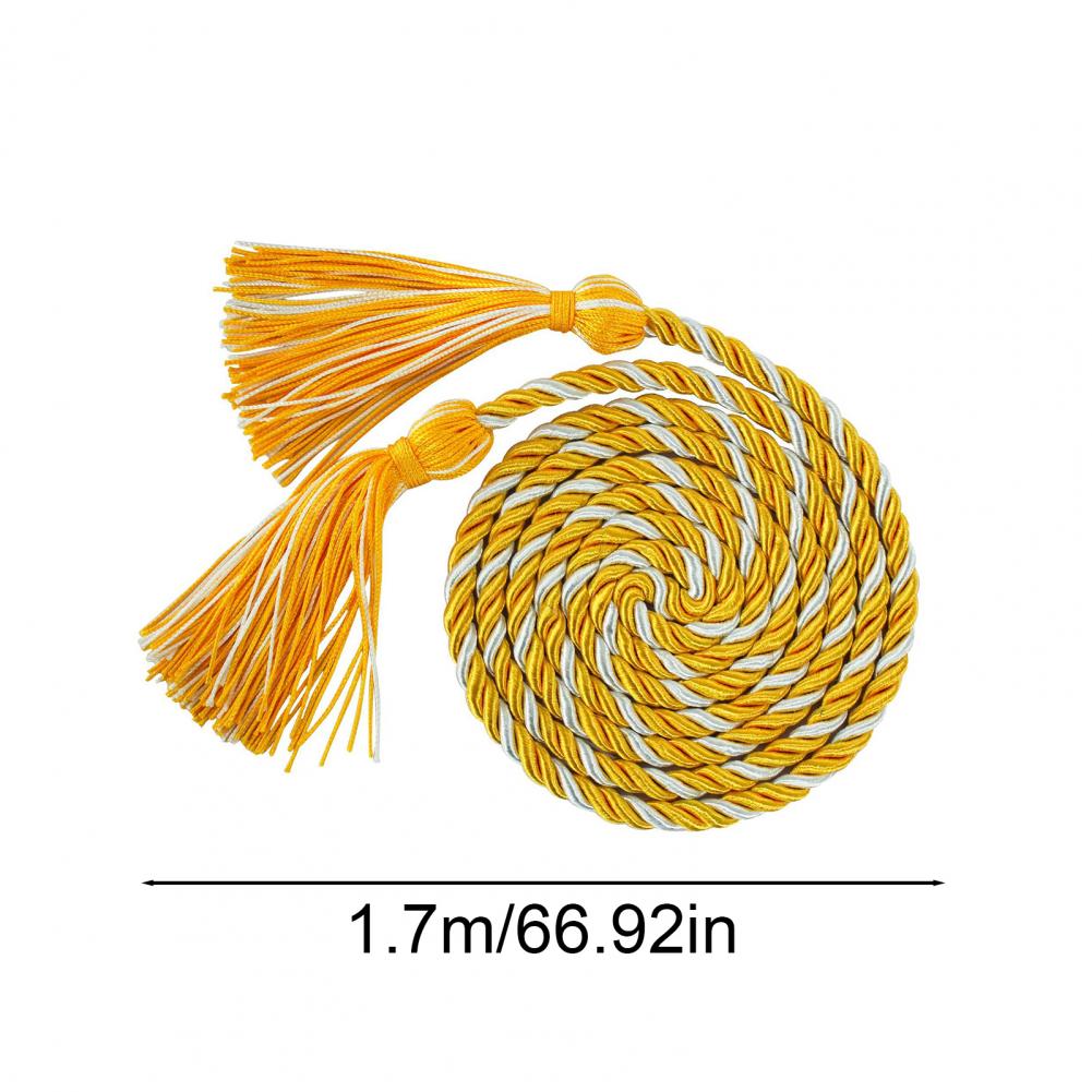 1.7m Graduation Honour Rope Hanger Thick Twisted Rope with Tassel Color-Blocking Tight Knitting Bachelors Master Honour Rope