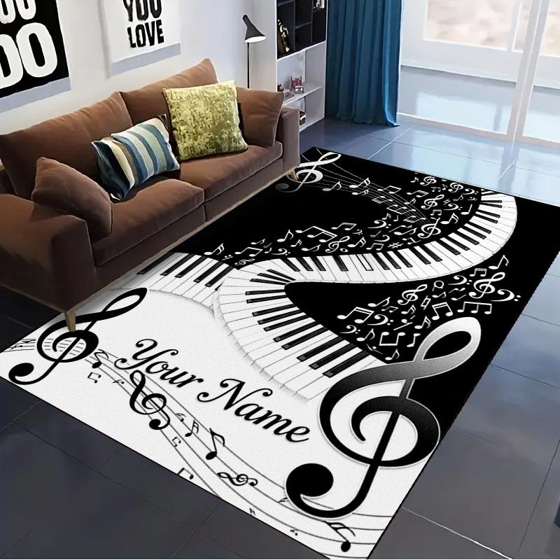 Name Custom Piano Note Carpet Rug for Living Room Bedroom Home Sofa Decoration,Kids Play Non-slip Floor Mat