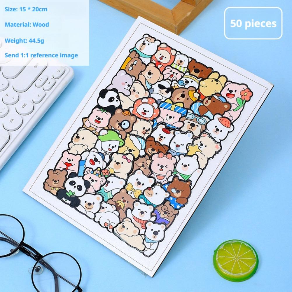 50pcs Cats Dogs Wooden Puzzle Jigsaw Irregular Pieces Early Educational Puzzle Toys For Kid Boys Girls Gifts Decoration Painting
