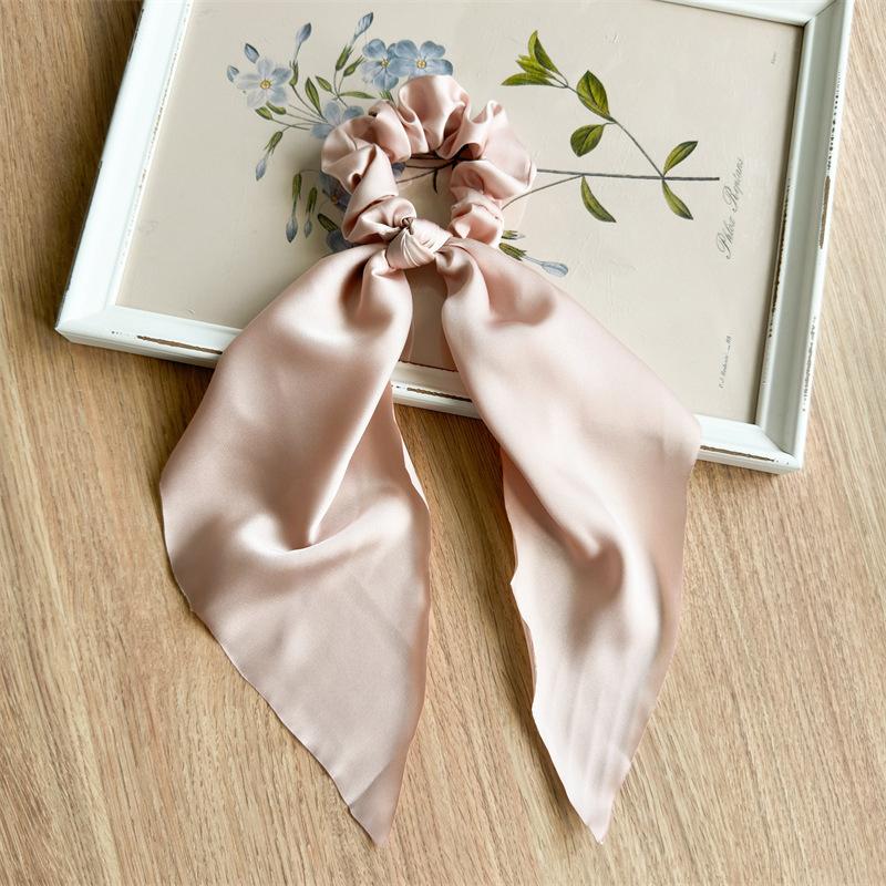 New Satin Silk Bows Woman Elastic Headband Satin Hair Bows With Elastic Band French Hair Bands Shiny For Hair Accessories Ladies