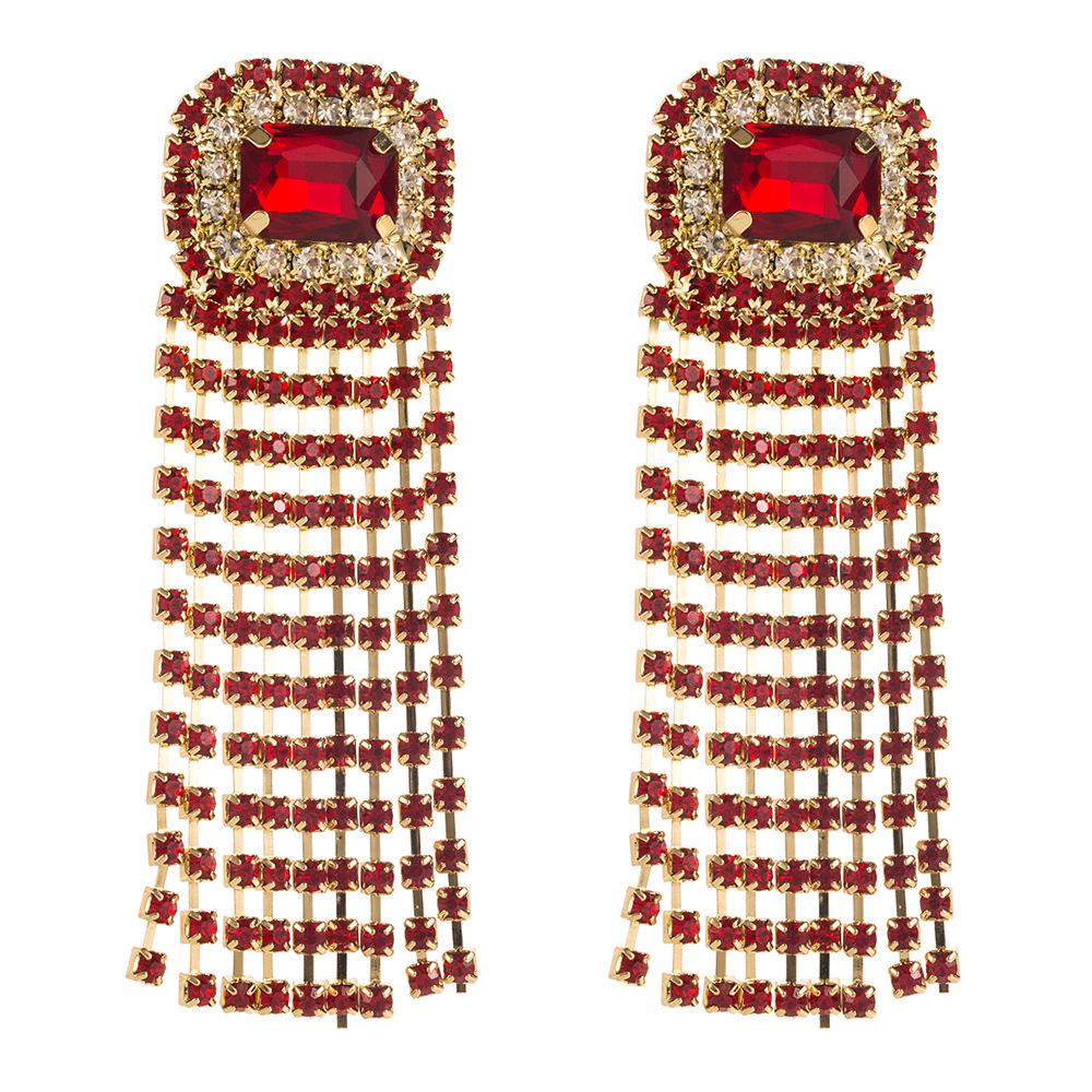 Elegant Rhinestone Tassel Earrings - European & American Luxury Design for Prom & Banquet