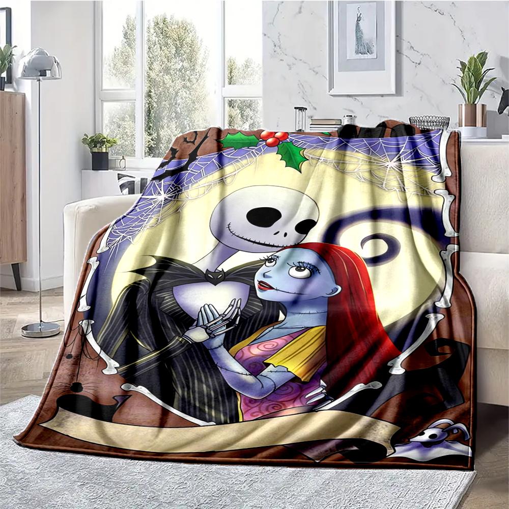 The Nightmare Before Christmas Theme Printed Blanket - Perfect for Couch, Bed, Travel & Outdoor Use | Machine Washable, Cozy & Durable.