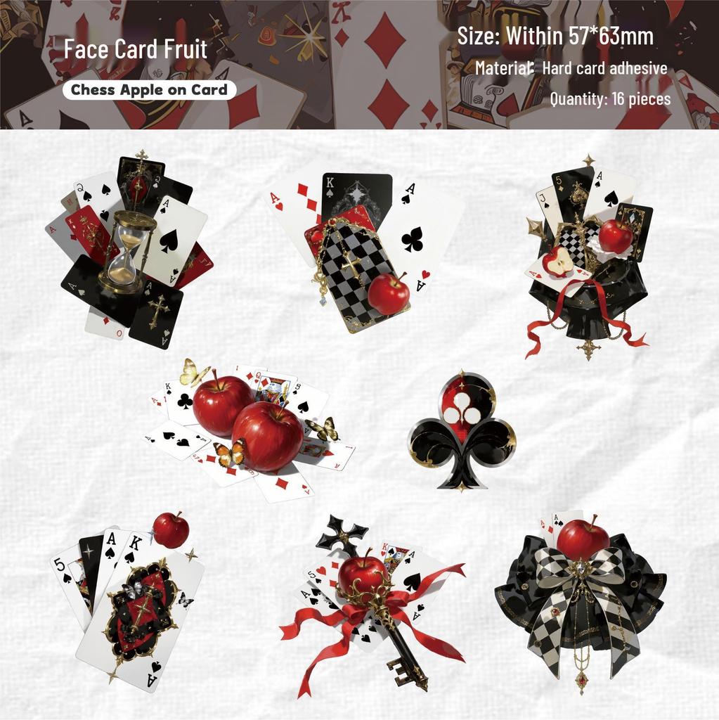 RetroStory Vintage Playing Cards Sticker Pack - 16 Sheets, 6 Styles for Journaling and DIY Decorations.