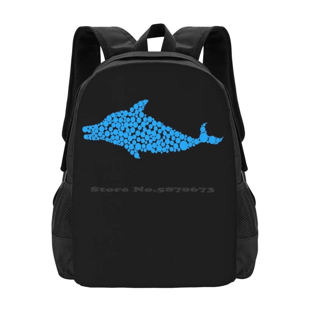 Blue Polka Dot Dolphin , Dolphins Lover Gift Teen College Student Backpack Pattern Design Bags Cute Dolphin Dolphin Lover Ocean