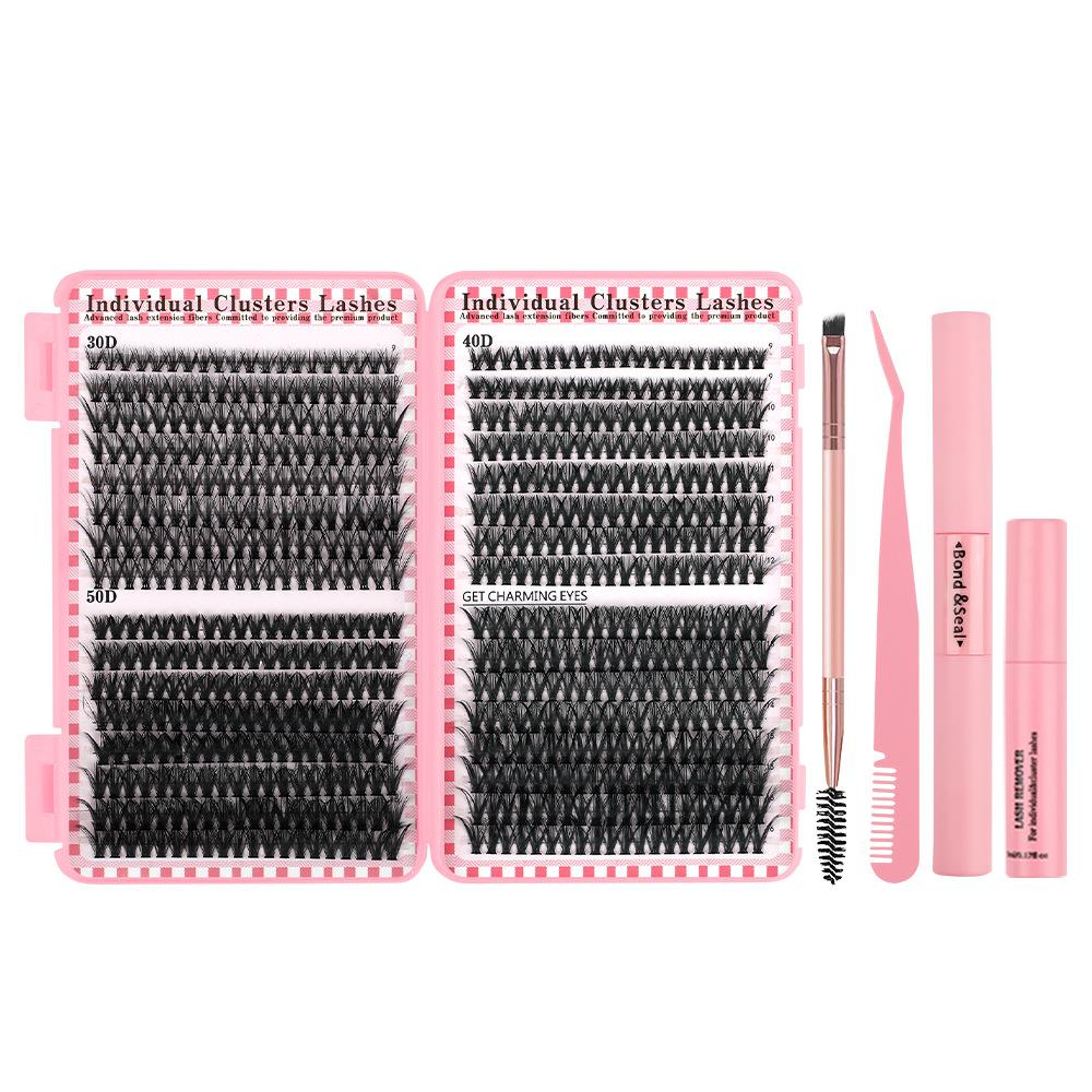 

DIY False Eyelashes 32 Rows Eyelash Book 30p40p50p-640 Cluster Tool Set D Lash Book Pink Tool 640 Cluster Brush Tweezers Combination