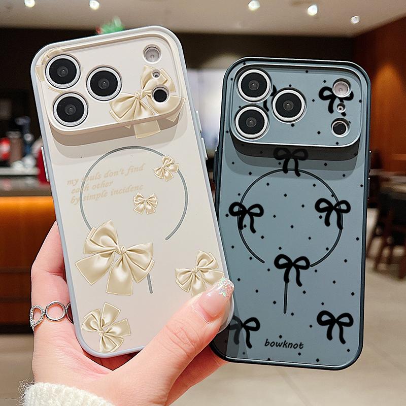 Butterfly Bowknots Pattern Case For iPhone 17 Pro Max Funda iPhone 16 15 14 13 Pro Max Magnetic For Magsafe Hybrid Slim Matte Cover