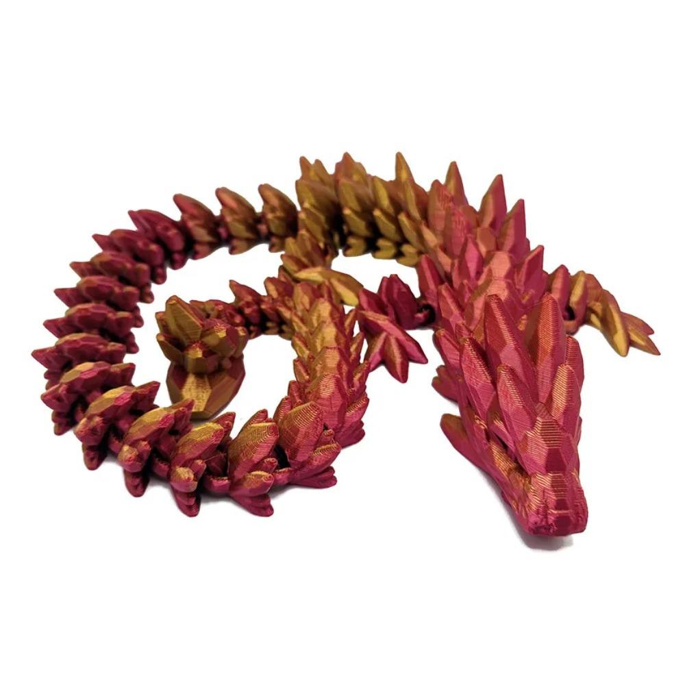 1Pc 3D Printed Gemstone Dragon Figurine-Iridescent Plastic Desk Decor, Ideal for Bedroom & Office, Perfect Gift for Christmas