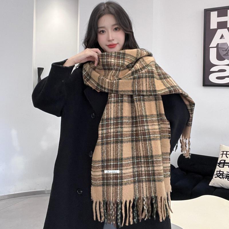 Christmas gift couple scarf women's autumn and winter high-end feeling warm versatile knitted scarf atmosphere cashmere