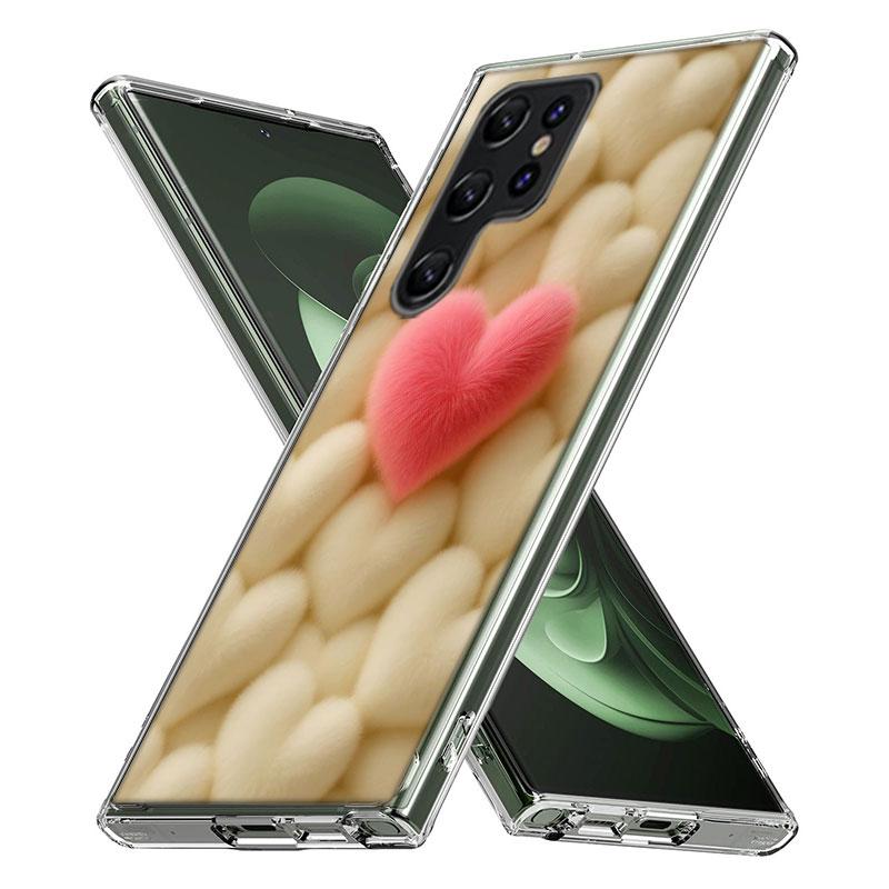 Furry Heart Capa Phone Case For Samsung S26 Ultra S25 Edge Galaxy S23 S21 S20 S24 FE S22 S10 Plus Cover Clear TPU Shell Coque Wi