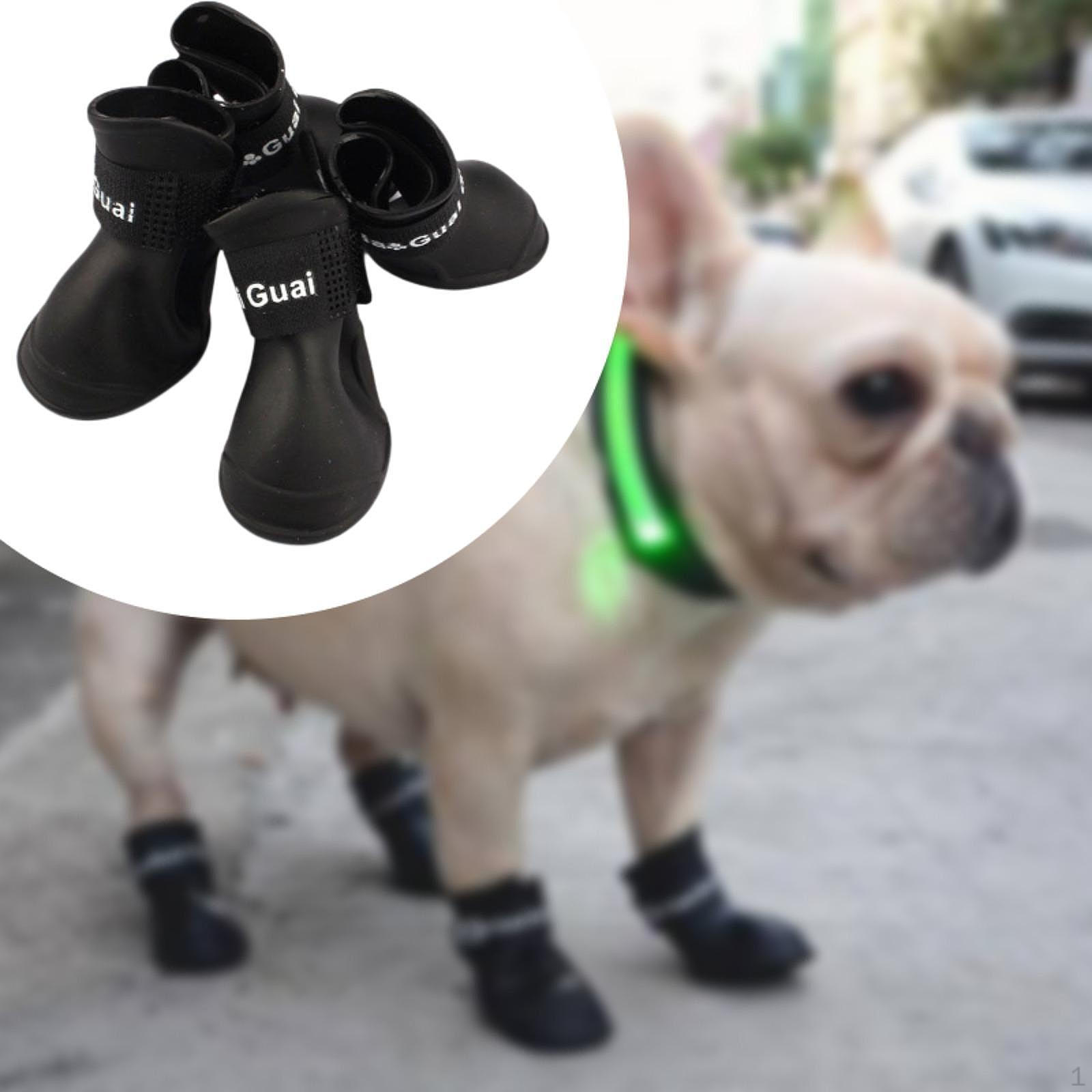 

4 шт. Сапоги для собак. Водонепроницаемая обувь для домашних животных. Нескользящая подошва. Милые дышащие пинетки. L