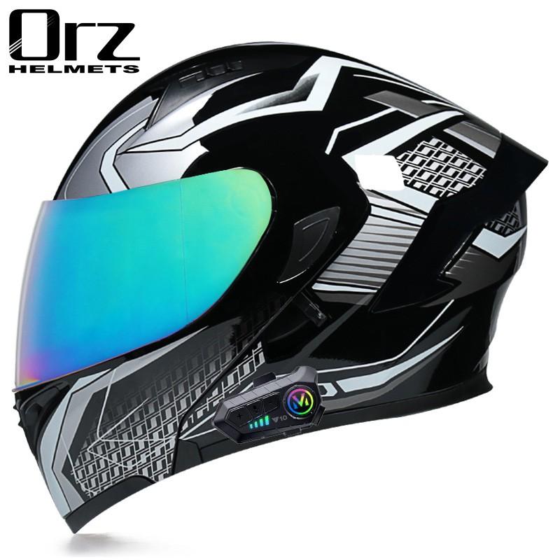 Unisex Full Face Motorcycle Helmet With Bluetooth Headset Scooter Electric Bike Riders All Season Use
