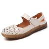 Hollow Genuine Leather Breathable Soft Flat Sandals Summer Women Shoes Woman Casual Solid Buckle Strap Ladies Sandals