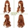 WTB Orange-brown Long Curly Synthetic Wig Female Daily Fluffy Natural Straight Bangs Orange-brown Long Curly Wig